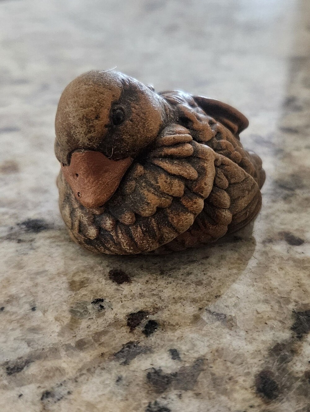 Decorative Brown Ceramic Bird Figurine